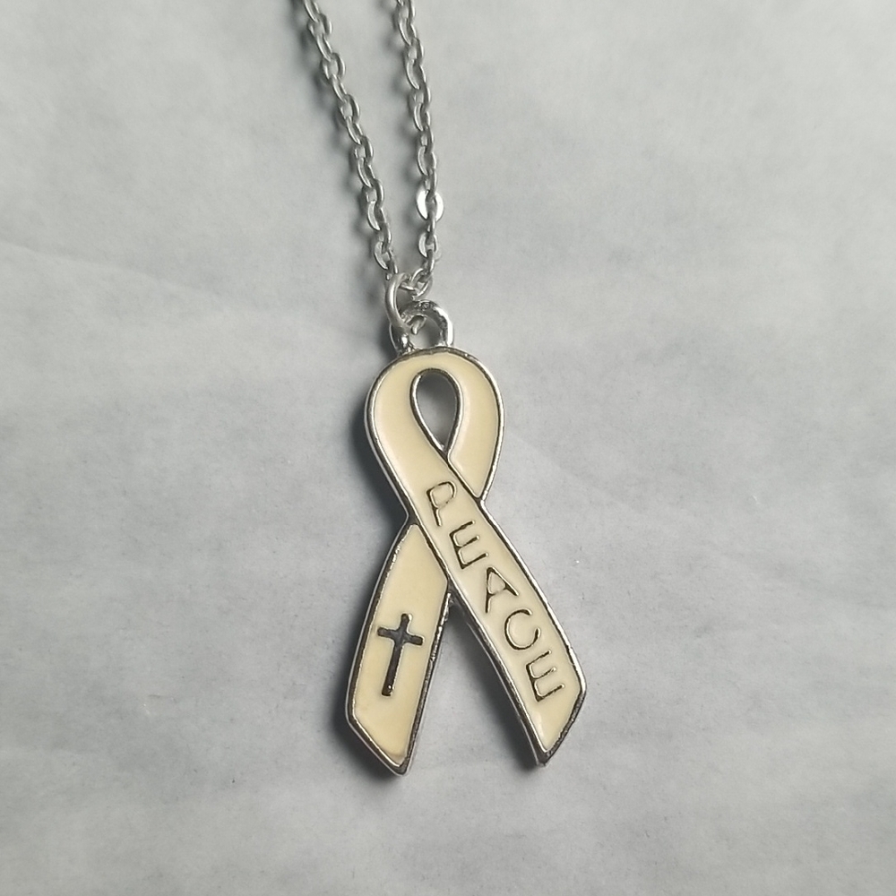 Pink Ribbon Necklace and Pin Set - Picture 2 of 8